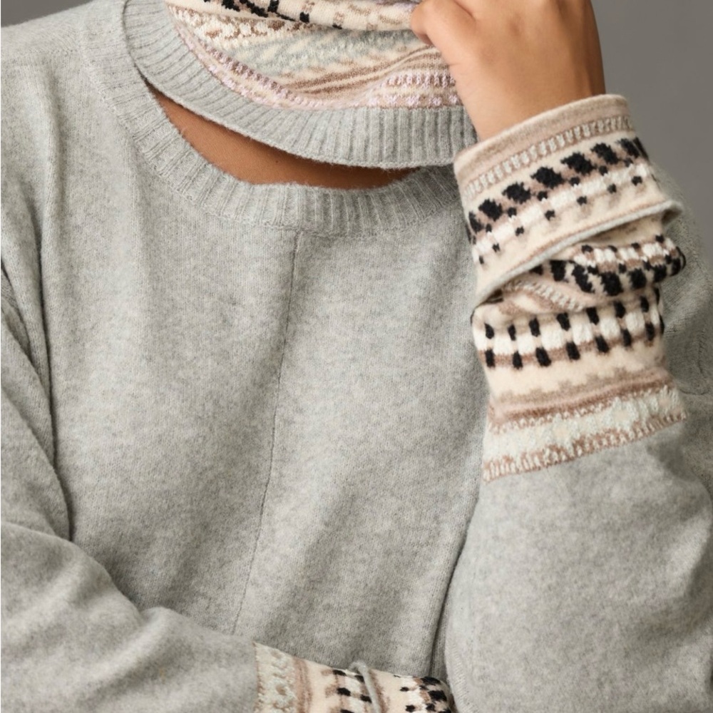 Anthropologie beige and Cream Cowl Neck Sweater